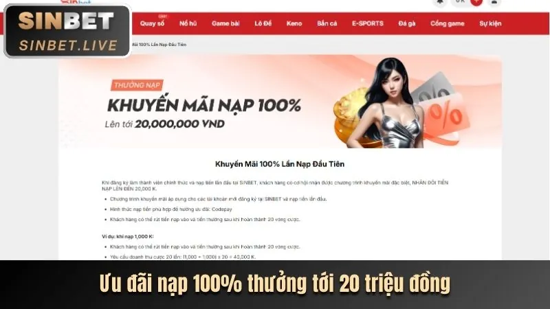 Ưu đãi thưởng nạp lần đầu 100% tại 8us nhà cái